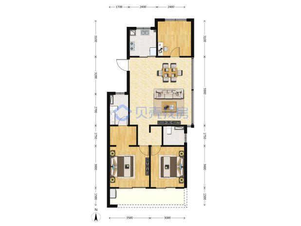 居室：3室2厅2卫 建面：110m²