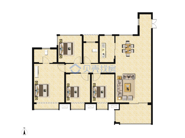 居室：4室2厅2卫 建面：143m²