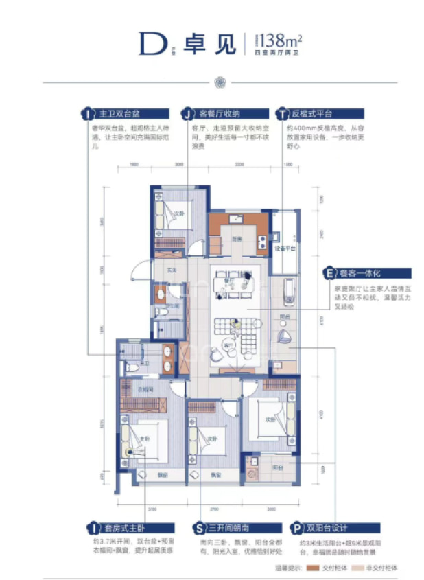 居室：4室2厅2卫 建面：138m²