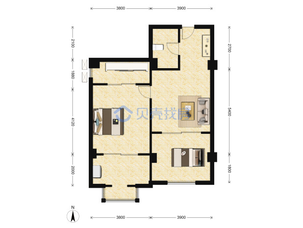 居室：2室1厅1卫 建面：73m²