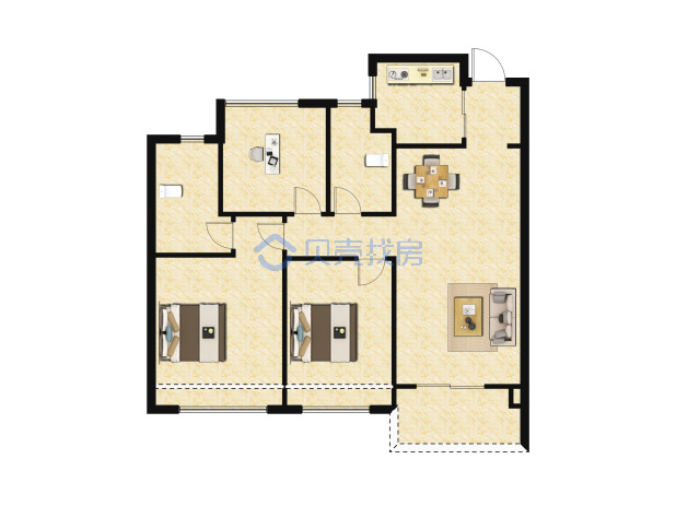 居室：3室2厅2卫 建面：93m²