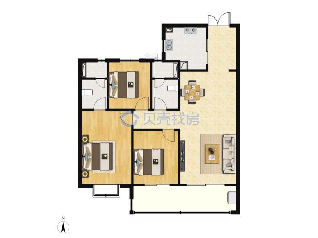 居室：3室2厅2卫 建面：132m²