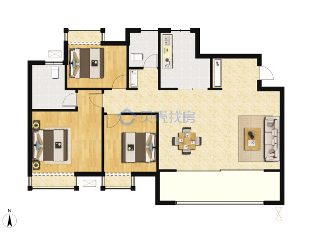 居室：3室2厅2卫 建面：110m²