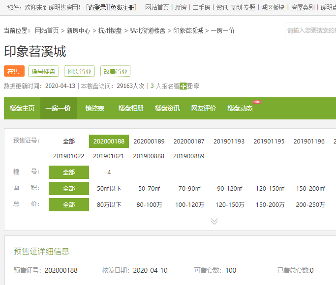 【杭州市印象苕溪城楼盘】房价,户型,开盘时间详情 预售许可证