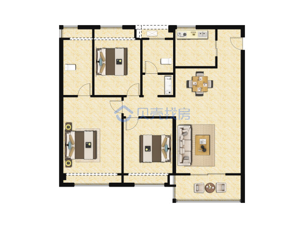 居室：3室2厅2卫 建面：112m²