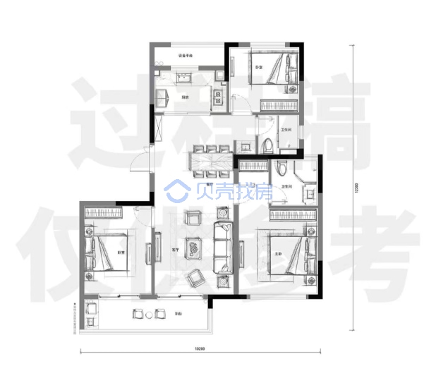 居室：3室2厅2卫 建面：111m²