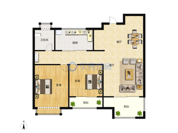 居室：2室2厅1卫 建面：78m²