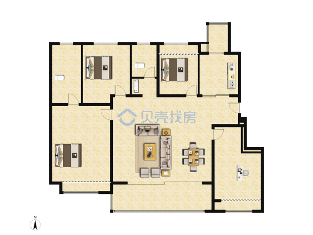 居室：4室2厅2卫 建面：125m²