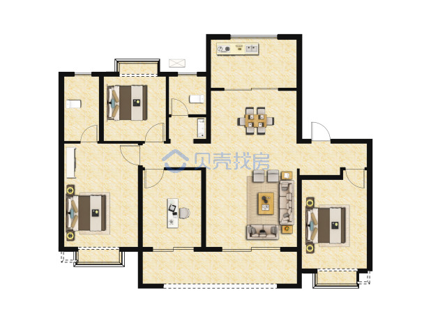 居室：4室2厅2卫 建面：129m²