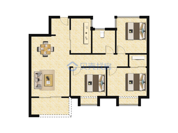 居室：3室2厅1卫 建面：97m²