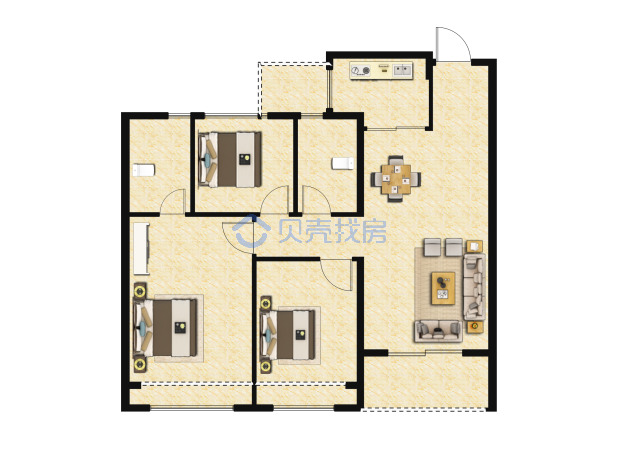 居室：3室2厅2卫 建面：95m²