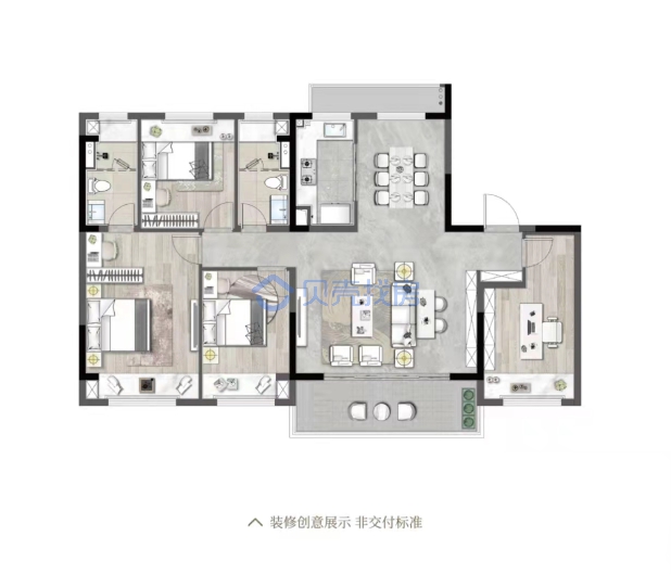 居室：4室2厅2卫 建面：143m²