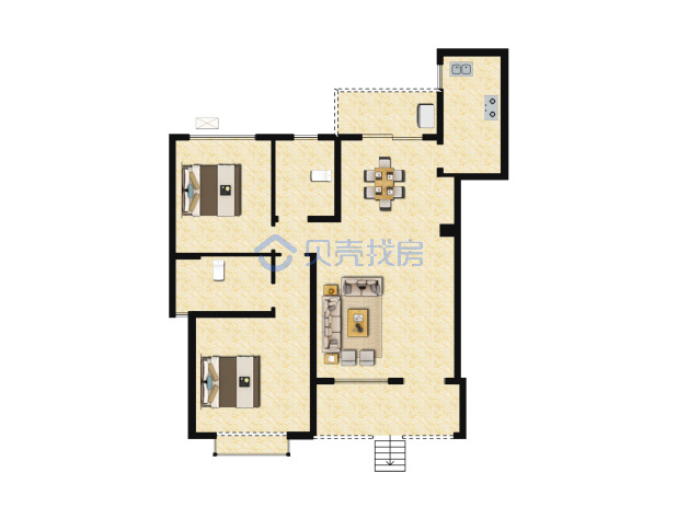 居室：2室2厅2卫 建面：98m²