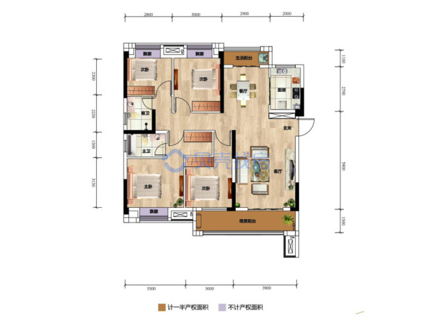 居室：4室2厅2卫 建面：126m²