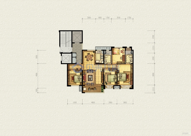 居室：4室2厅2卫 建面：140m²