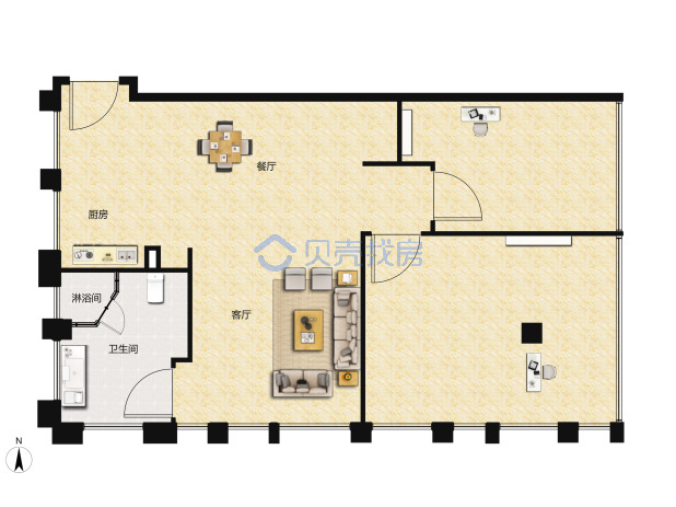 居室：2室2厅1卫 建面：74m²