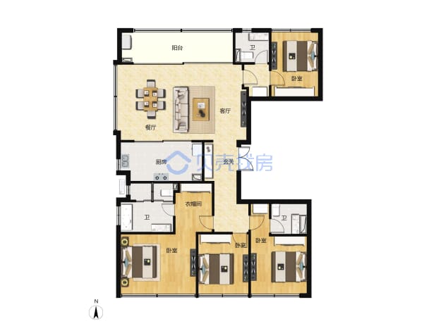 居室：4室2厅3卫 建面：190m²