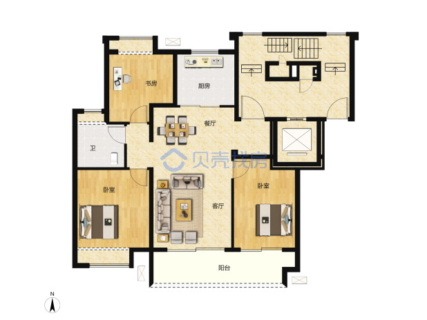 居室：3室2厅1卫 建面：97m²