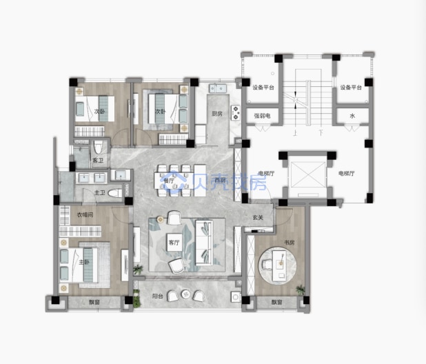 居室：4室2厅2卫 建面：139m²