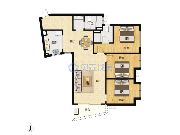 居室：3室2厅2卫 建面：148.39m²