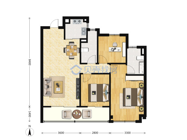 居室：3室2厅2卫 建面：98m²