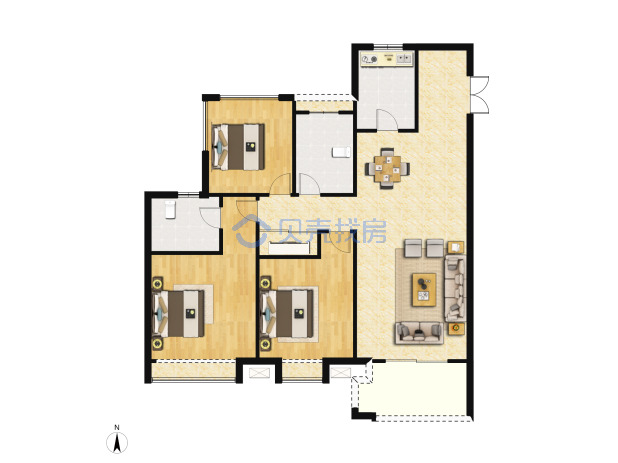 居室：3室2厅2卫 建面：125m²