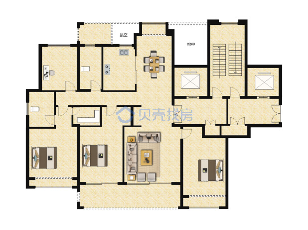 居室：4室2厅2卫 建面：143m²