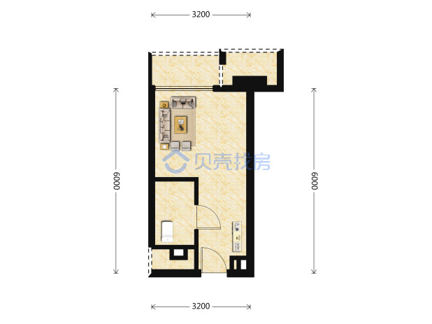 居室：1室1厅1卫 建面：28m²