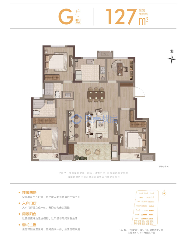 居室：4室2厅2卫 建面：127m²