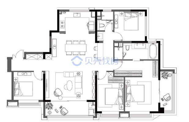 居室：4室2厅2卫 建面：180m²