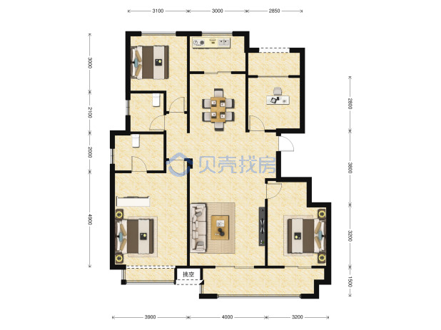 居室：4室2厅2卫 建面：130m²