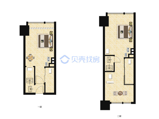 居室：2室2厅2卫 建面：30m²