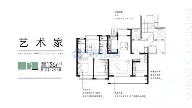 居室：4室2厅2卫 建面：136m²