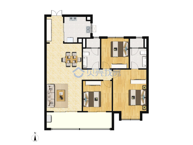 居室：3室2厅2卫 建面：125m²