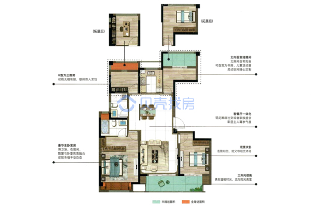 居室：4室2厅2卫 建面：128m²