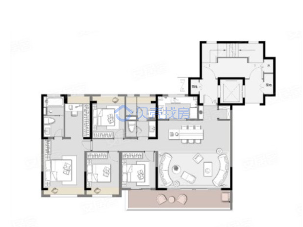 居室：4室2厅2卫 建面：165m²