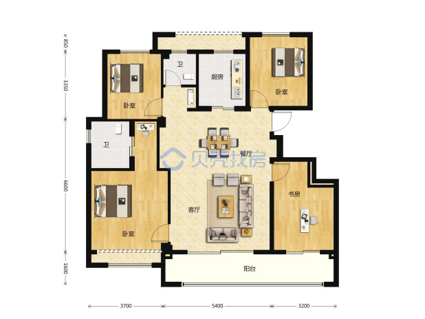 居室：4室2厅2卫 建面：140m²