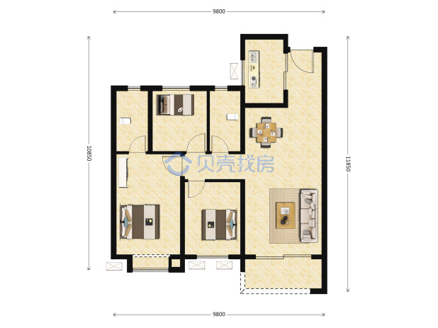 居室：3室2厅2卫 建面：117m²