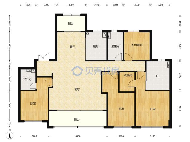 居室：4室2厅3卫 建面：175m²