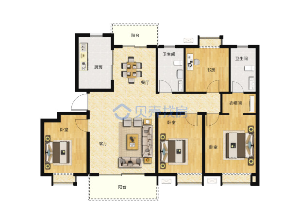 居室：4室2厅2卫 建面：136m²